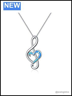Sterling Silver Created Opal Music Note Necklace 18in Box Chain Pendant
